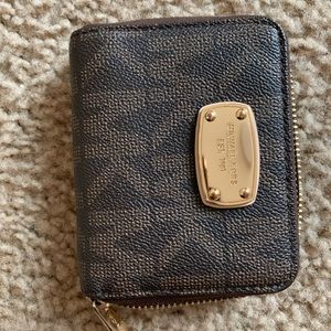 Michael Kors Logo Zip Around Bifold Wallet